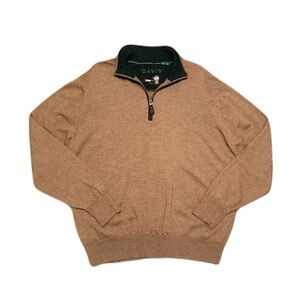 Orvis Merino Wool Quarter Zip Sweater Mens Large Pullover Knit Brown